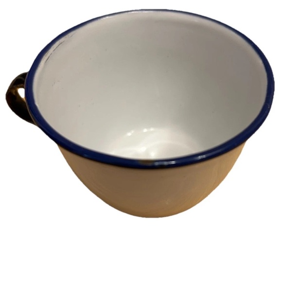 Vintage Swedish Enamelware Cup White & Blue Tea Coffee Cup - Picture 4 of 6